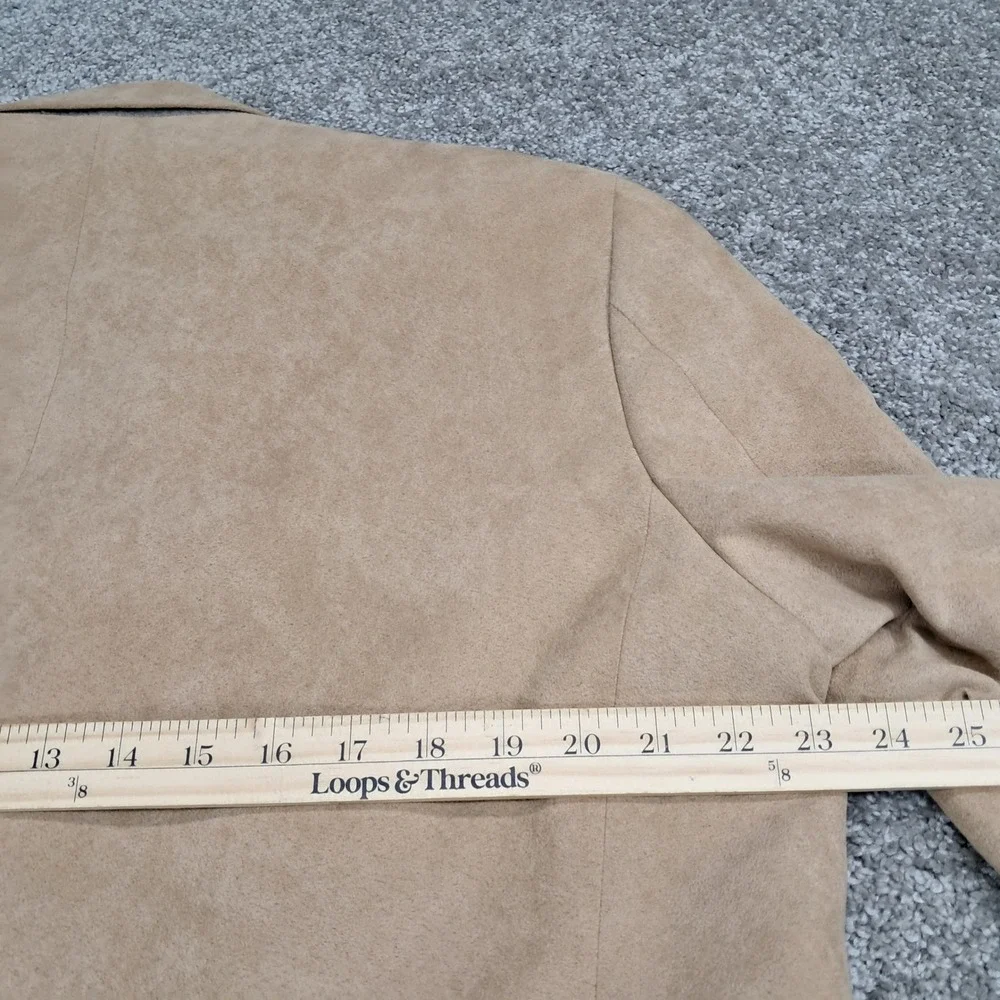 Chaps Mens 42L‎ Tan Faux Suede Two Button Blazer Sport Coat Paisley Lining 6601
